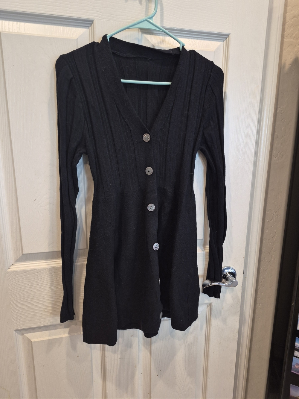 5/25 Women's Black Cardigan Dress - Classic Button Front